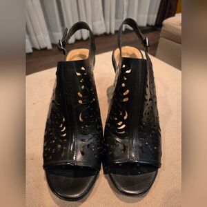 T Tahari Black Cutout Sandals